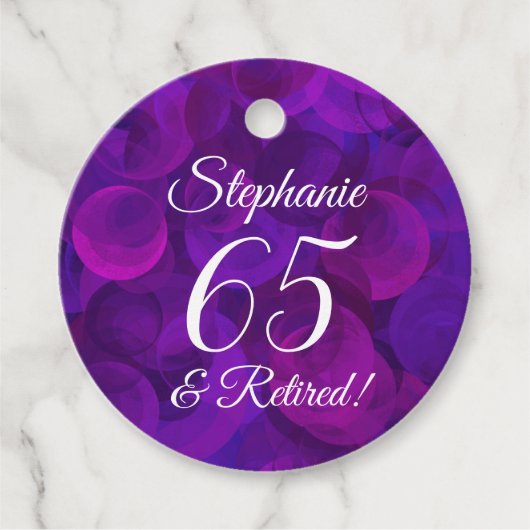 Elegant Paars 65 en pensionering Bedankjes Labels (Voorkant)