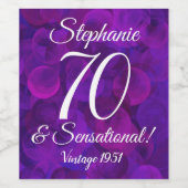 Elegant Paars 70 en sensationeel gepersonaliseerd Wijn Etiket (Enkel label)