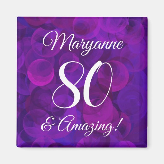 Elegant Paars 80 en Amazing Birthday Party Magneet (Voorkant)