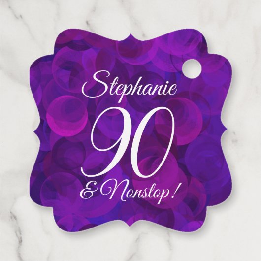 Elegant Paars 90 en Amazing Birthday Party Bedankjes Labels (Achterkant)