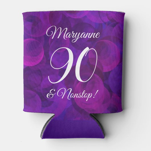 Elegant Paars 90 en Nonstop Birthday Party Blikjeskoeler (Voorkant)