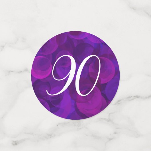 Elegant Paars 90 en Nonstop Birthday Party Confetti (Kleine voorkant)