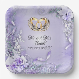 Elegant Paars Aanpasbaar Huwelijk Papieren Bordje