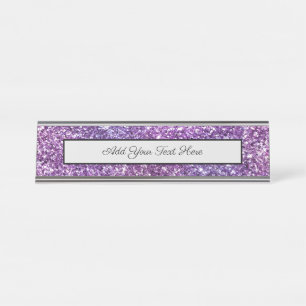 Elegant Paars Abstract Stijlvol Chic Patroon Bureau Naambordje