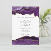 Elegant Paars Agate Wedding Uitnodiging Aanpassen (Staand voorkant)