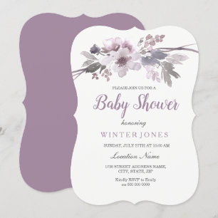 Elegant Paars Baby shower van vlinderbloemigen Kaart