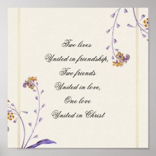 Elegant Paars Beige Floral Inspirerend Poster