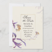 Elegant Paars Beige Floral Inspirerend Save The Date (Voorkant)