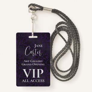 Elegant Paars Black Leopard VIP All Access Pass Badge