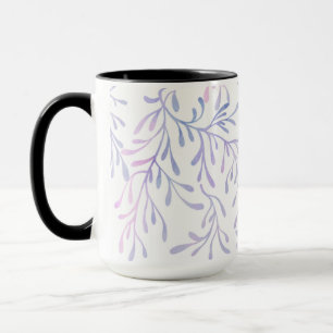 Elegant paars & blauw botanisch bladpatroon mok