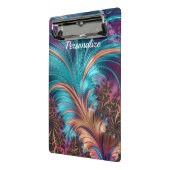 Elegant Paars Blue Abstract Feather Speciaal Mini Klembord (Angled2)