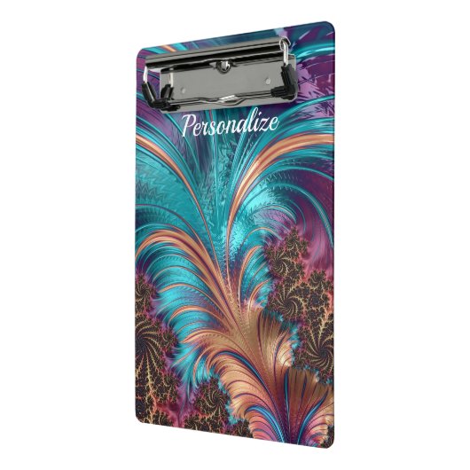 Elegant Paars Blue Abstract Feather Speciaal Mini Klembord (Angled2)