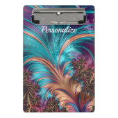 Elegant Paars Blue Abstract Feather Speciaal Mini Klembord (Voorkant)