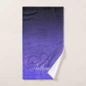 Elegant Paars Blue Black rustige monogram Bad Handdoek (Handdoek)