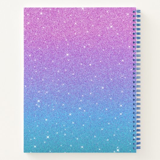 Elegant Paars Blue Ombre Glitter Sketchbook Notitieboek (Achterkant)
