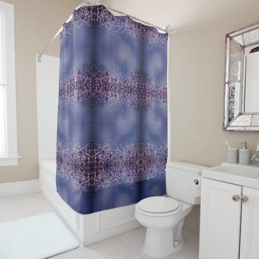 Elegant Paars Blue Pattern Shower Curtain Douchegordijn (In situ)
