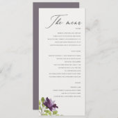 ELEGANT PAARS BLUE WATERVERF FLORAL GOLD MENU (Voorkant / Achterkant)