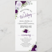 Elegant Paars Boho Waterverf Floral Wedding Programma (Voorkant)