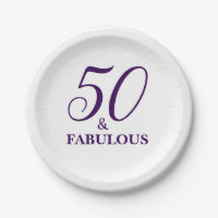 Elegant Paars Bord voor 50e verjaardag op papier
