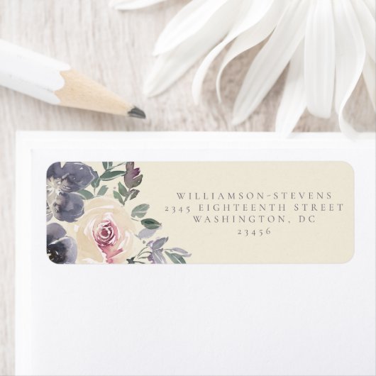 Elegant Paars Botanical Wedding Return Address Etiket (Insitu)