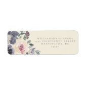 Elegant Paars Botanical Wedding Return Address Etiket (Voorkant)