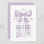 Elegant Paars Bow Wedding Kaart (Voorkant / Achterkant)