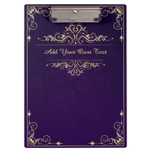   Elegant Paars Damask Klembord (Voorkant)