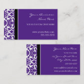 Elegant Paars Damask Visitekaartjes (Voorkant / Achterkant)
