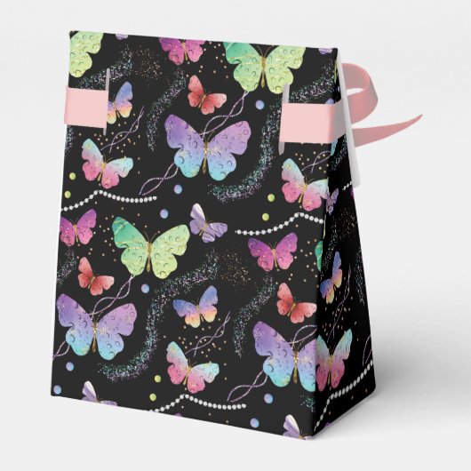 Elegant Paars en blauw, heldere vlinders Bedankdoosjes (Achterkant)