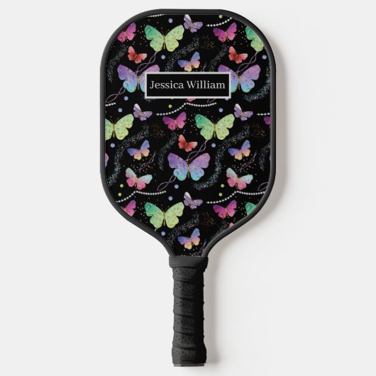 Elegant Paars en blauw, heldere vlinders Pickleball Paddle (Voorkant)
