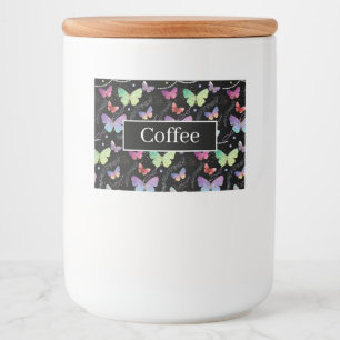 Elegant Paars en blauw, heldere vlinders Voedselcontainer Etiket