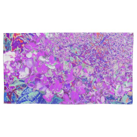 Elegant Paars en Blue Limelight Hydrangea Kussensloop (Voorkant-Links)