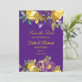 Elegant Paars en Gold Fall Wedding Save the Date (Staand voorkant)