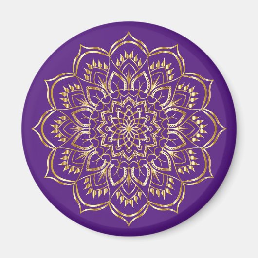 Elegant Paars en Gold Floral Mandala Pattern Magneet (Voorkant)