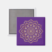 Elegant Paars en Gold Floral Mandala Pattern Magneet (Voorkant / Achterkant)