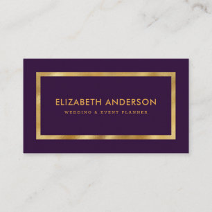 Elegant Paars en Gold Foil Wedding Event Planner Visitekaartje