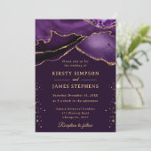 Elegant Paars en Gold Glitter Agate Wedding Kaart (Staand voorkant)