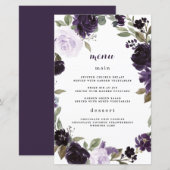 Elegant Paars en Gold Green Wedding Menu Kaarten (Voorkant / Achterkant)