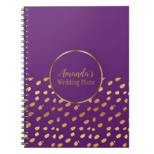 Elegant Paars en Goud Huwelijksplannen Journaal Notitieboek