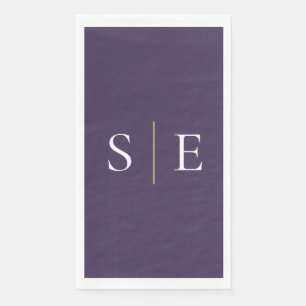 Elegant Paars- en goudmonogram minimalistisch Servet