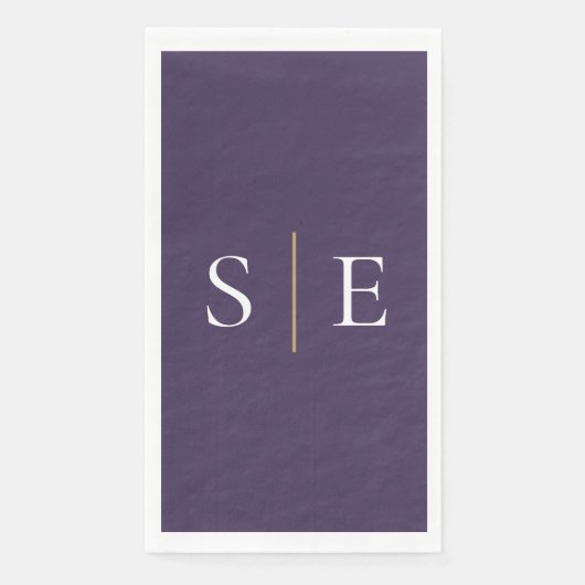 Elegant Paars- en goudmonogram minimalistisch Servet (Voorkant)