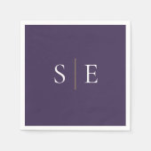 Elegant Paars- en goudmonogram minimalistisch Servet (Voorkant)