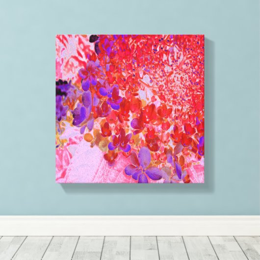 Elegant Paars en Oranje Licht Hydrangea Canvas Afdruk (Insitu (Houten vloer))