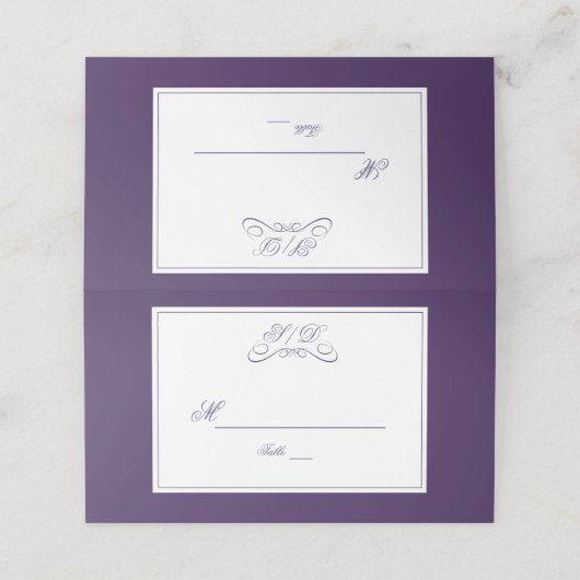 Elegant Paars- en White Border Table Number (Buitenkant ongevouwen)