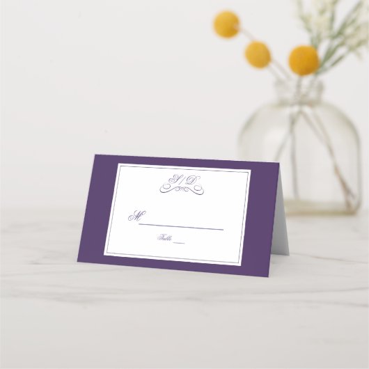 Elegant Paars- en White Border Table Number (Achterkant)