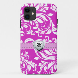Elegant Paars en White Damast Pattern iPhone 11 Hoesje