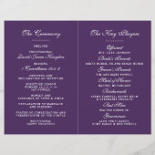 Elegant Paars en White Wedding Ceremony Programma' (Achterkant)