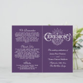 Elegant Paars en White Wedding Ceremony Programma' (Staand voorkant)