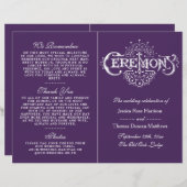 Elegant Paars en White Wedding Ceremony Programma' (Voorkant / Achterkant)