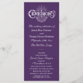 Elegant Paars en White Wedding Ceremony Programma' Programma (Voorkant)